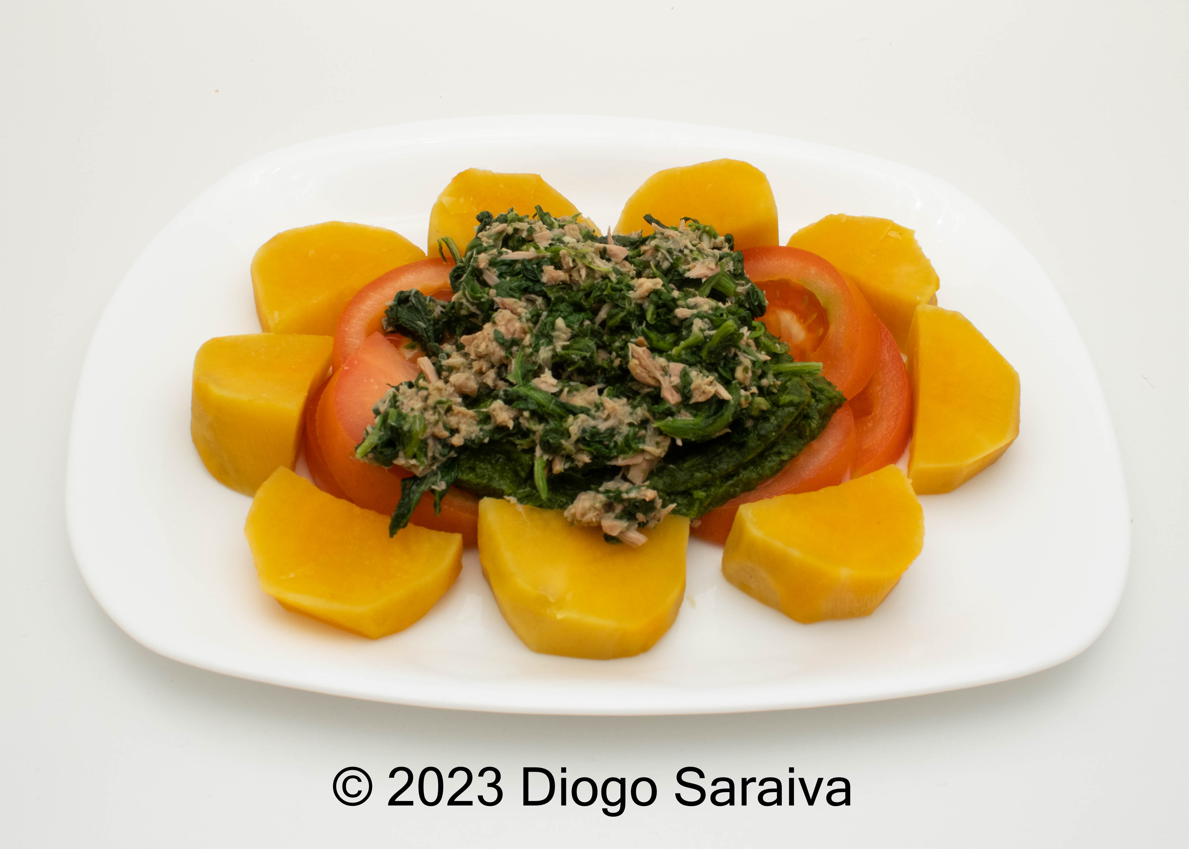 Batata Doce com Esparregado e Atum